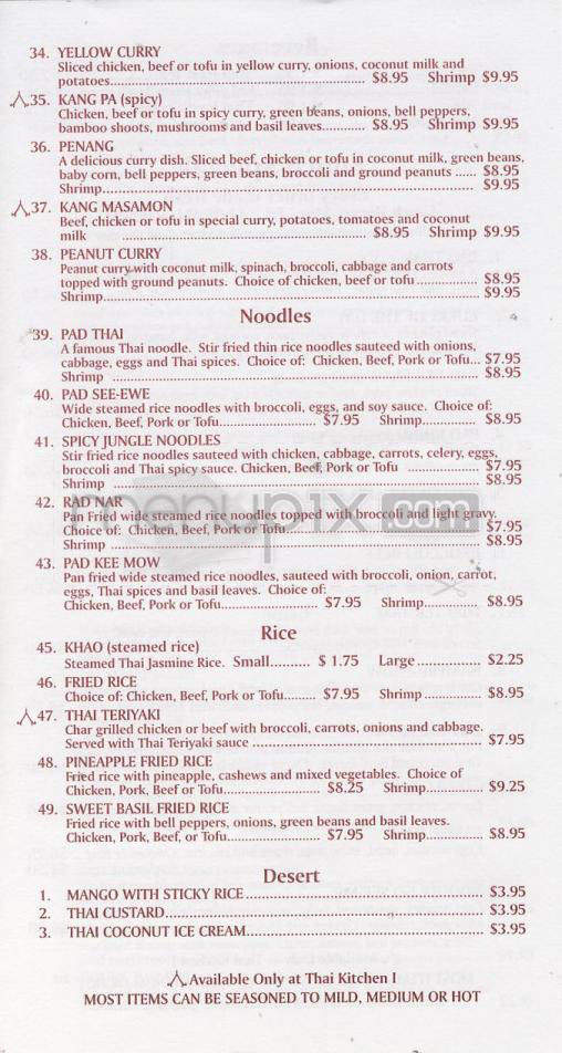 Thai Kitchen - Longmont, CO menu_pic