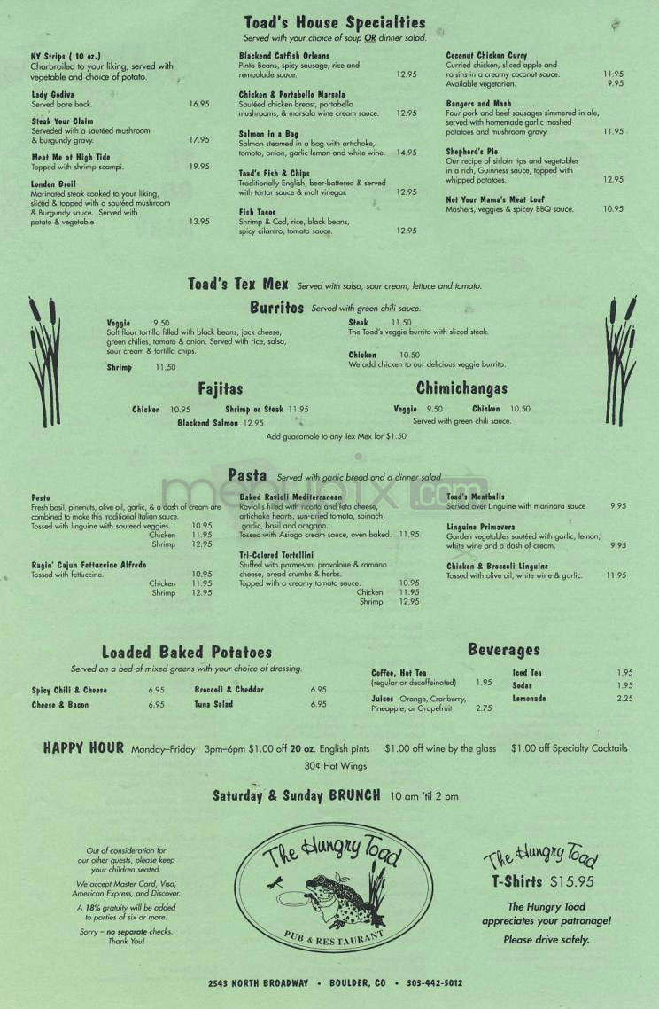 The Hungry Toad - Boulder, CO menu_pic