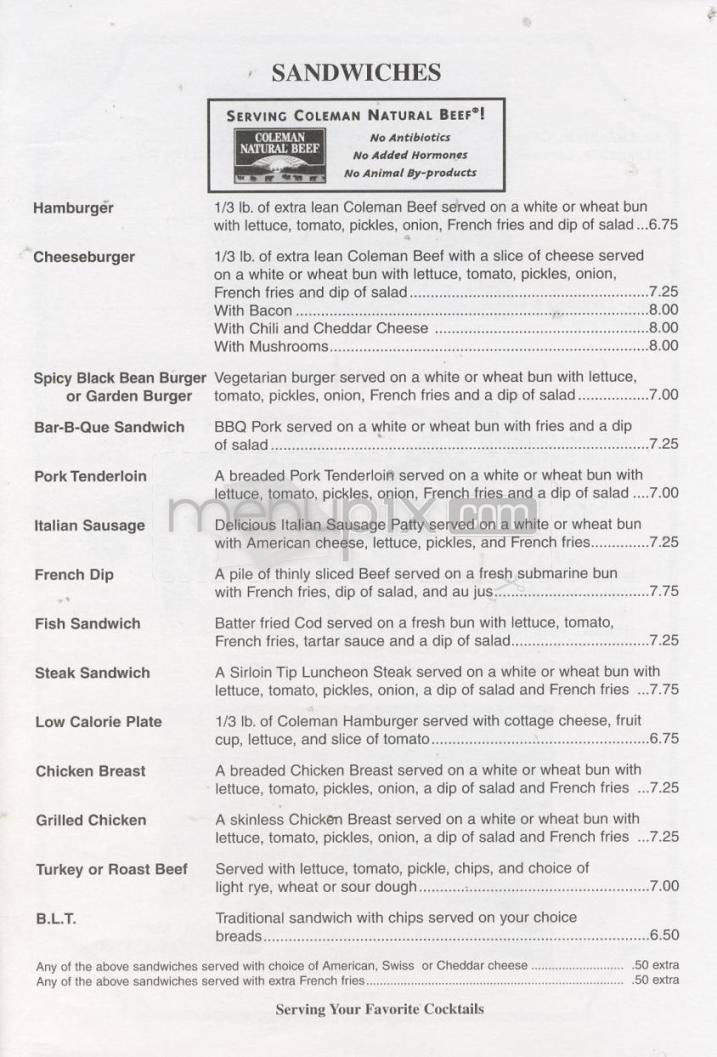 Tom's Tavern - Boulder, CO menu_pic