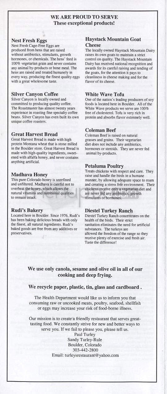 Turley's - Boulder, CO menu_pic