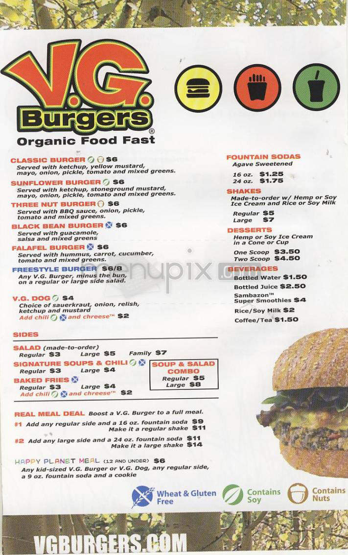 V.G. Burgers - Boulder, CO menu_pic