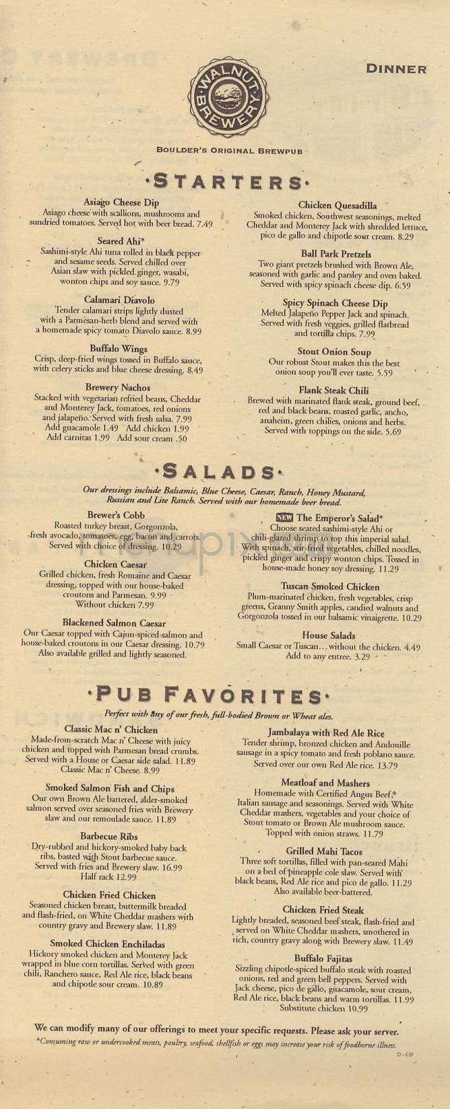 Walnut Brewery - Boulder, CO menu_pic