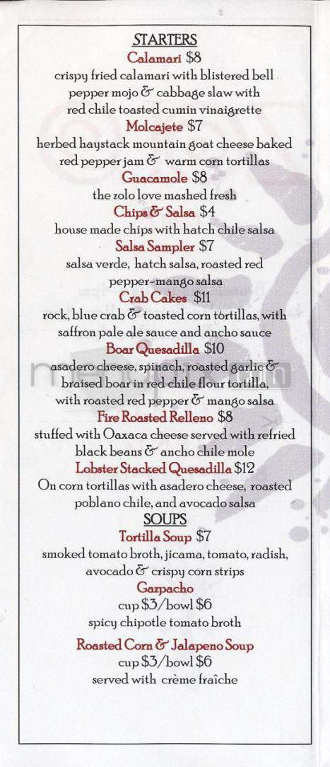 Zolo Grill - Boulder, CO menu_pic