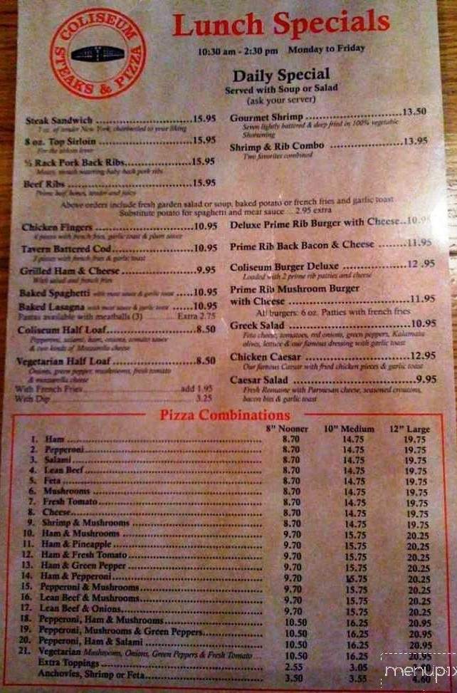 Coliseum Steaks & Pizza - Edmonton, AB menu_pic