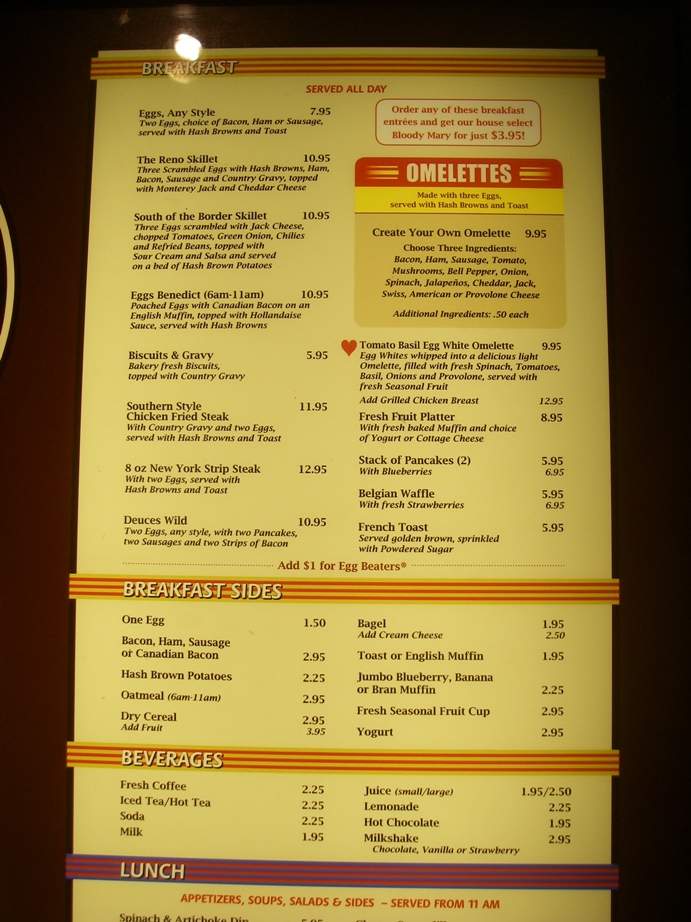 Cafe Sierra at Grand Sierra Resort - Reno, NV menu_pic