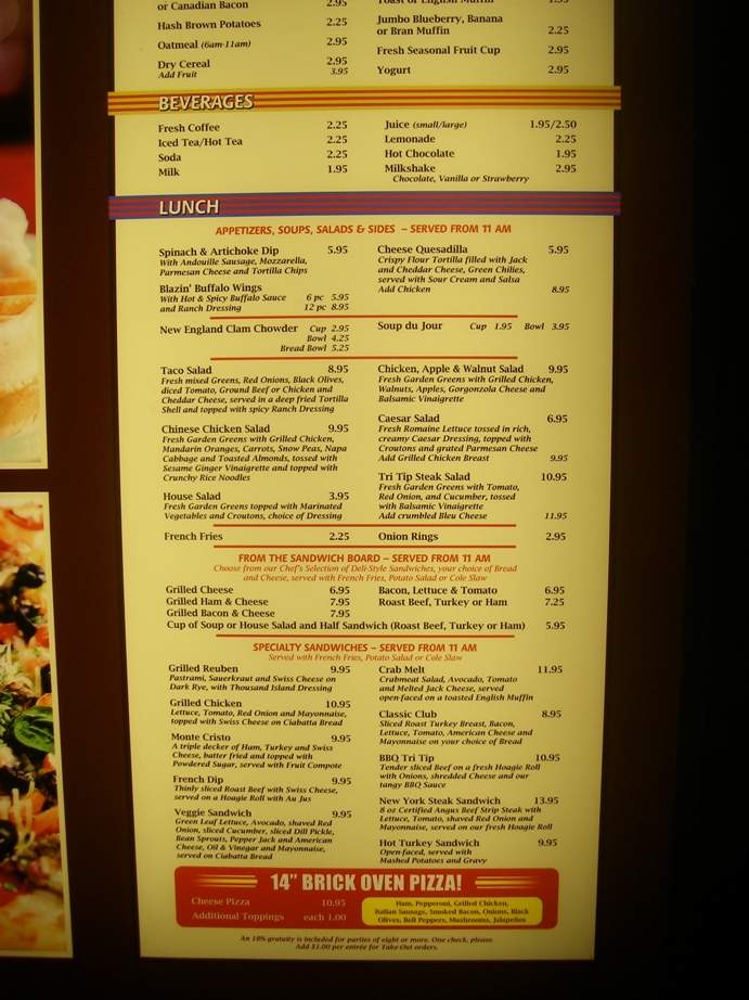 Cafe Sierra at Grand Sierra Resort - Reno, NV menu_pic