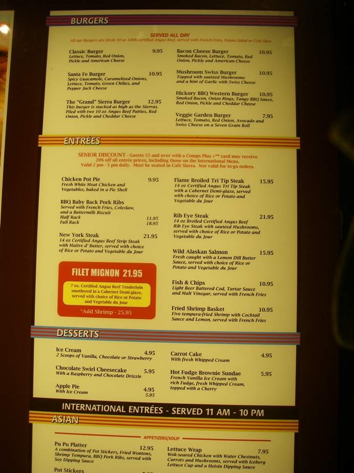 Cafe Sierra at Grand Sierra Resort - Reno, NV menu_pic