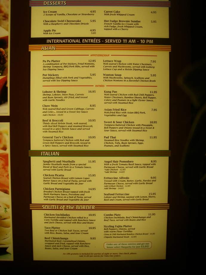 Cafe Sierra at Grand Sierra Resort - Reno, NV menu_pic