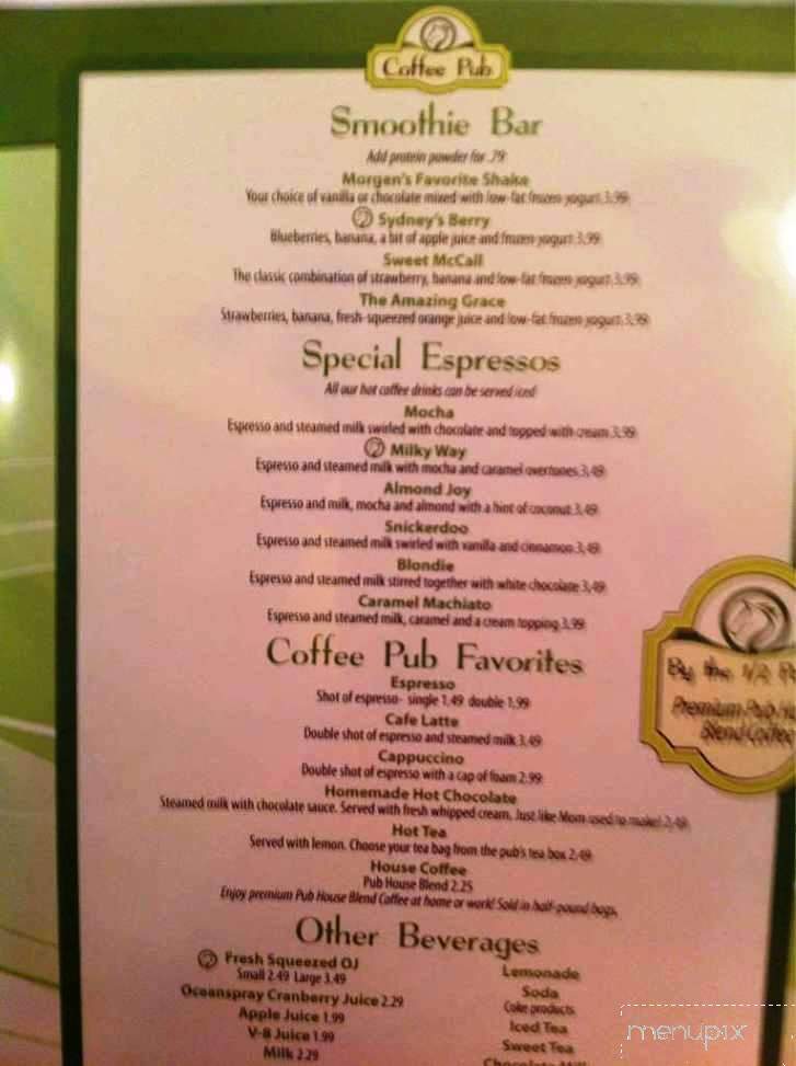 Coffee Pub - Lexington, KY menu_pic
