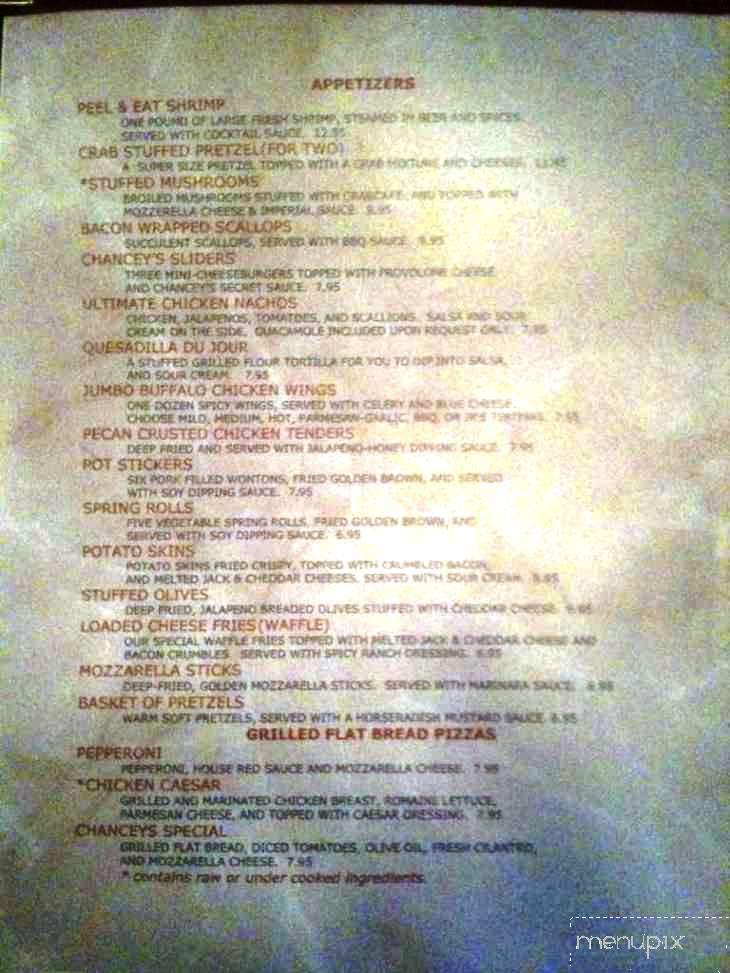 Chancey's Pub - East Petersburg, PA menu_pic