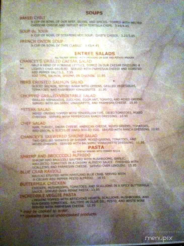 Chancey's Pub - East Petersburg, PA menu_pic