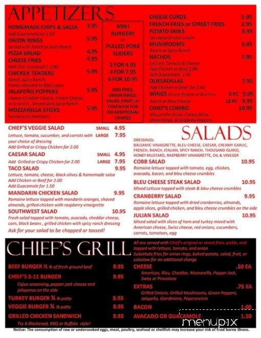 Chief's Pub - Lake Forest, IL menu_pic