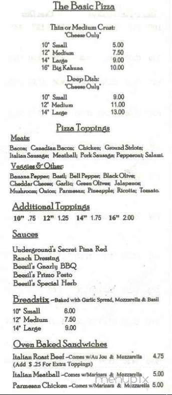 California Underground - Northport, AL menu_pic
