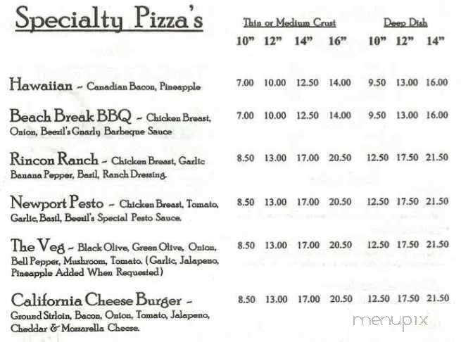 California Underground - Northport, AL menu_pic