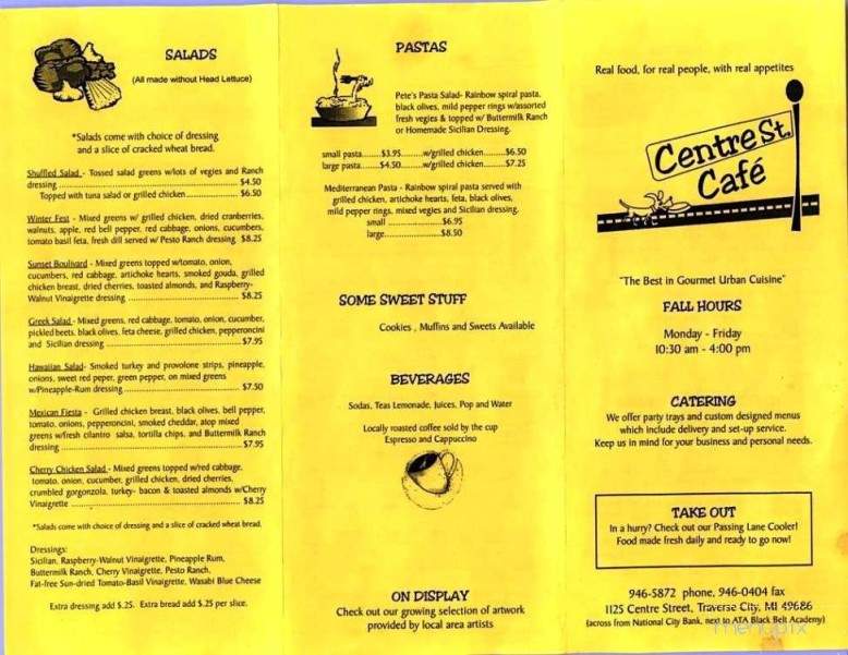 Centre Street Cafe - Traverse City, MI menu_pic