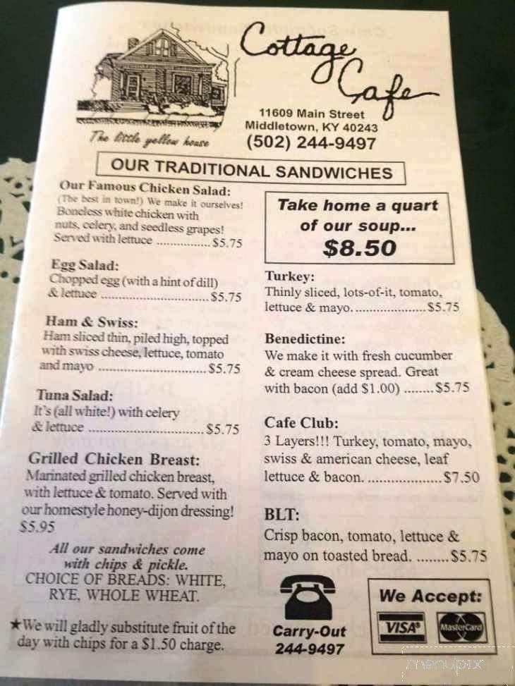 Cottage Cafe - Middletown, KY menu_pic