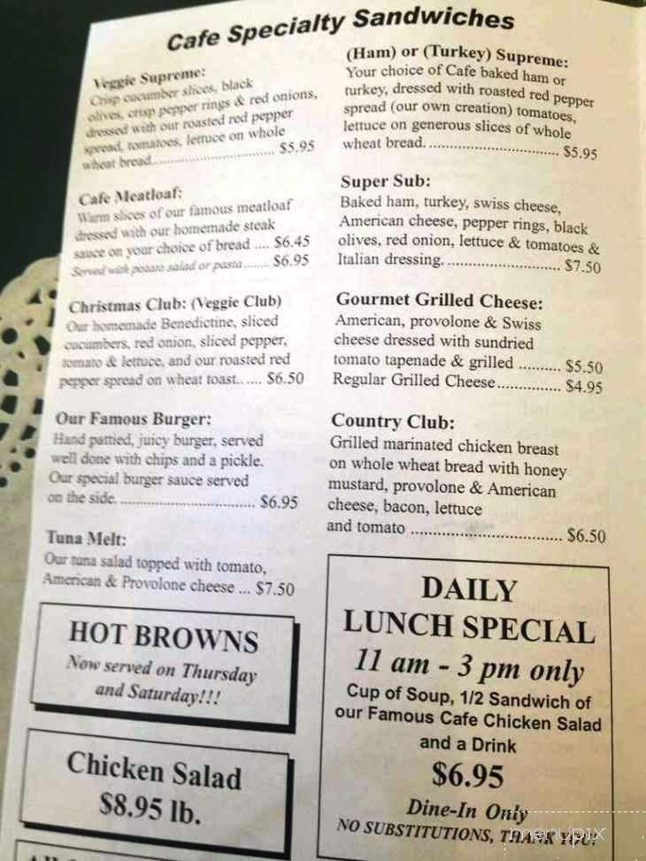 Cottage Cafe - Middletown, KY menu_pic