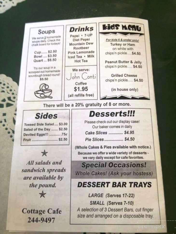 Cottage Cafe - Middletown, KY menu_pic