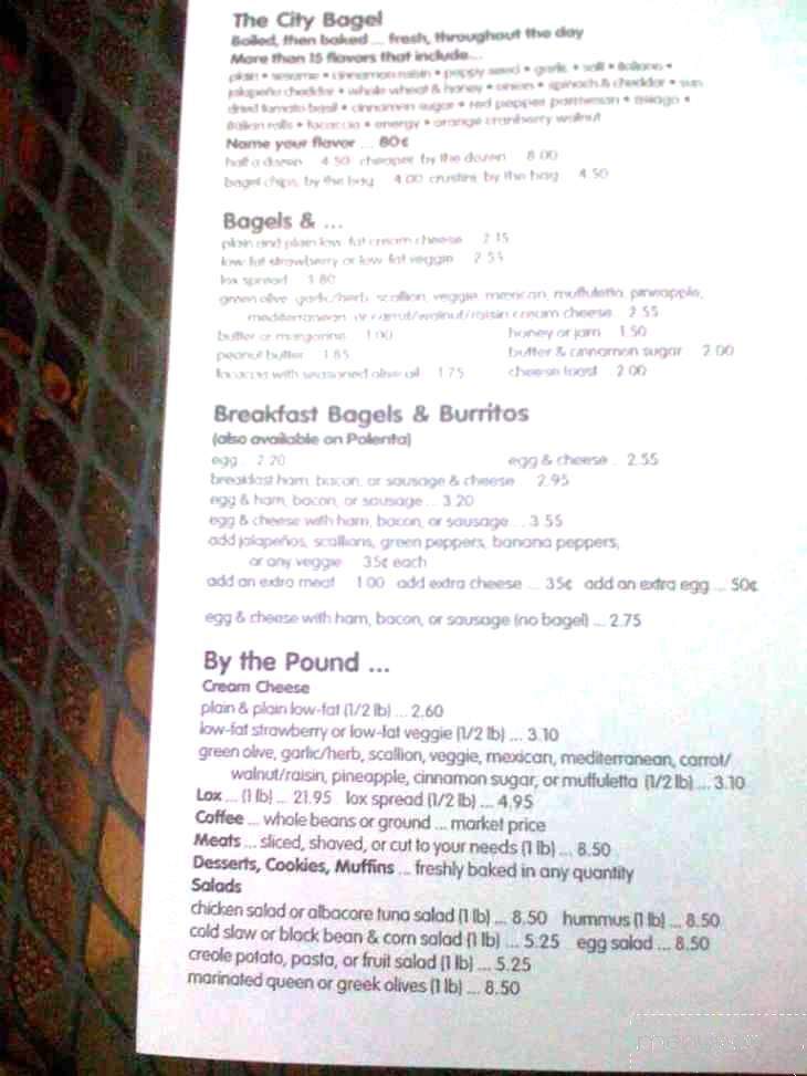 City Bagel Cafe - Starkville, MS menu_pic