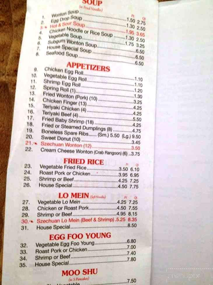 China Lee - Traverse City, MI menu_pic