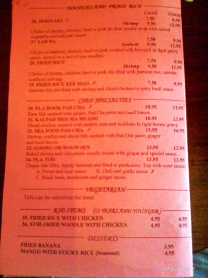 Chaba Thai Cuisine - Beaumont, TX menu_pic