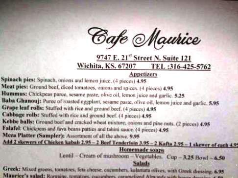 Cafe Maurice - Wichita, KS menu_pic