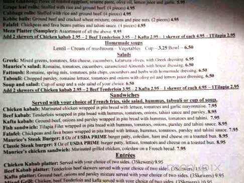 Cafe Maurice - Wichita, KS menu_pic