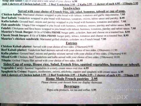 Cafe Maurice - Wichita, KS menu_pic