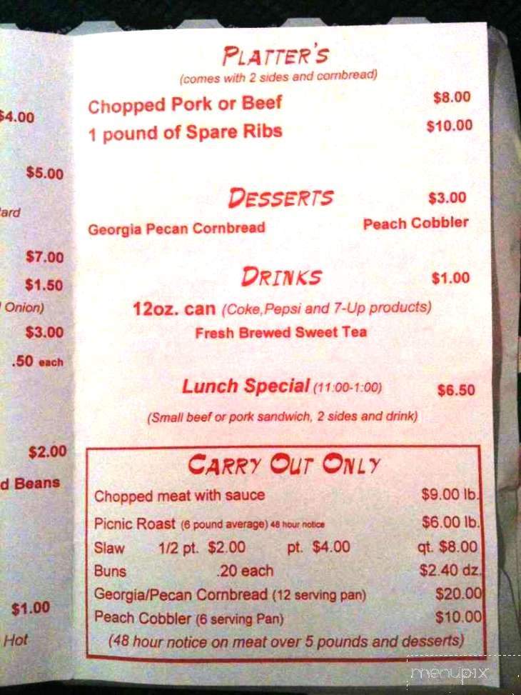 Carolina Barbecue - Huntington, WV menu_pic
