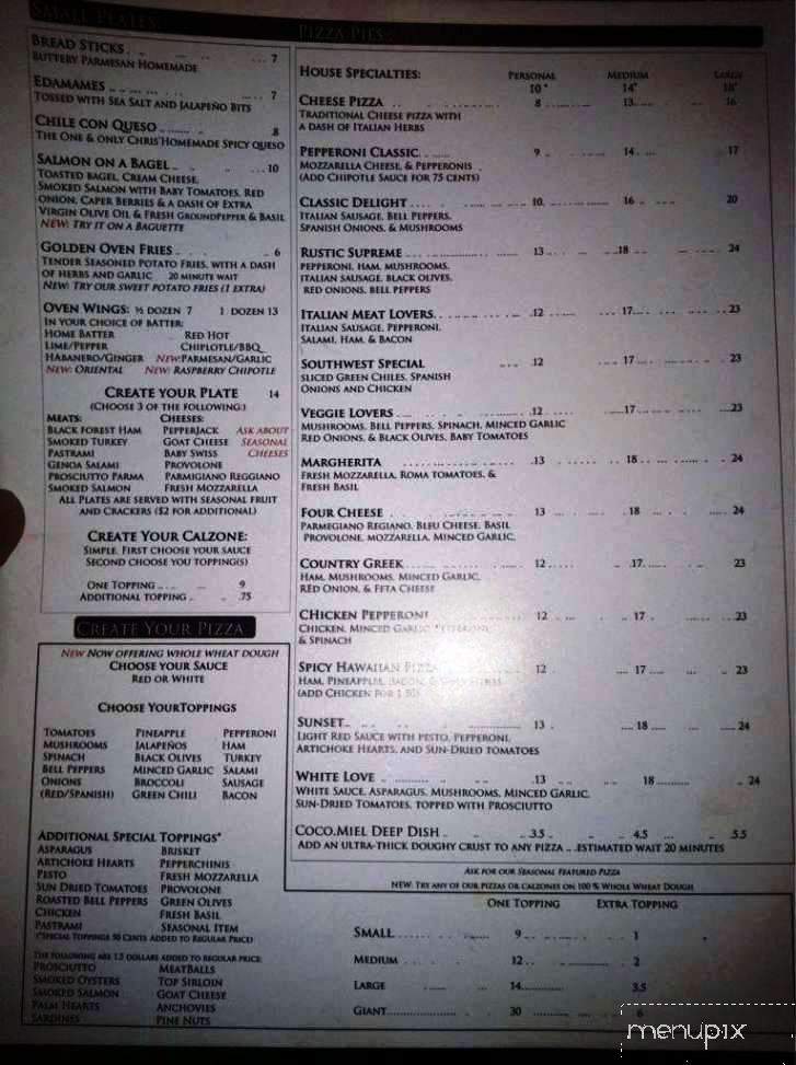 Menu of Coco Miel in El Paso, TX 79936