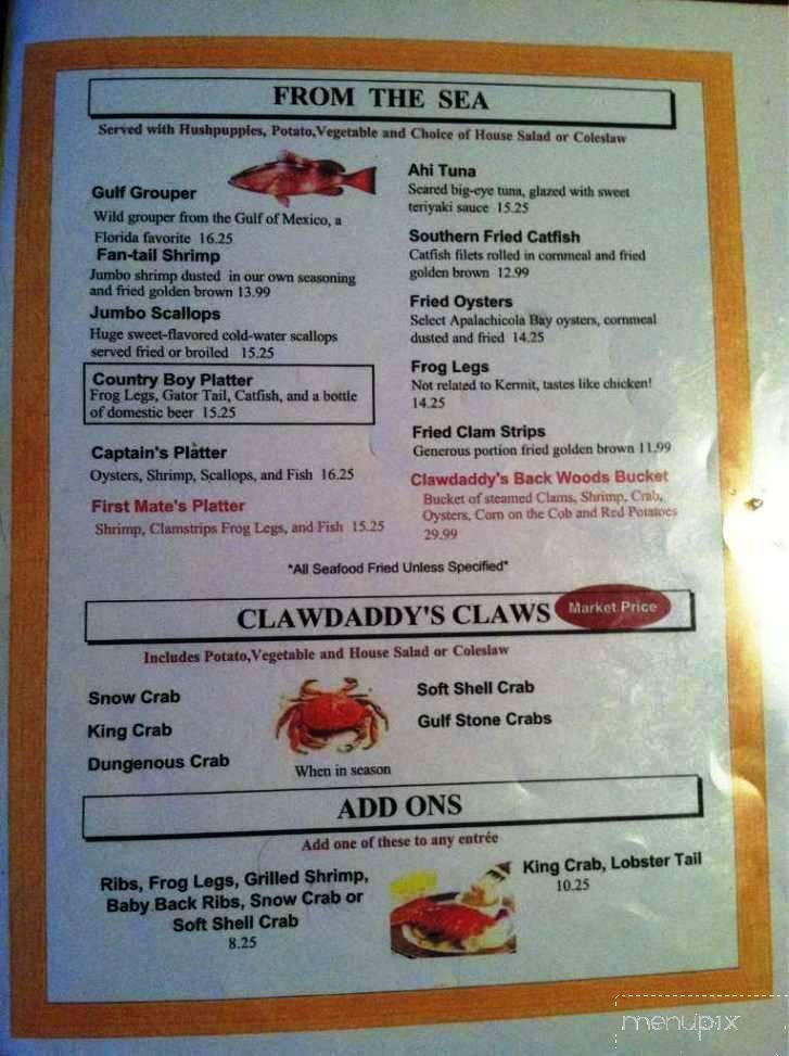 Claw Daddys Raw Bar & Grill - Crystal River, FL menu_pic