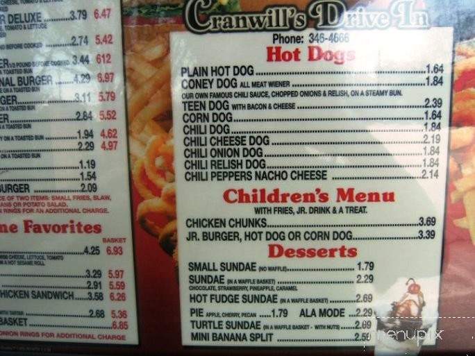 Cranwill's Drive In - Pekin, IL menu_pic