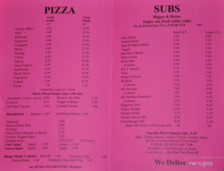 Charlie's Pizza & Sub Shop - Ellsworth, ME menu_pic