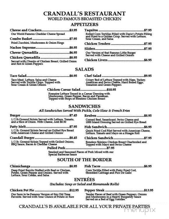 Crandalls - Hebron, IL menu_pic