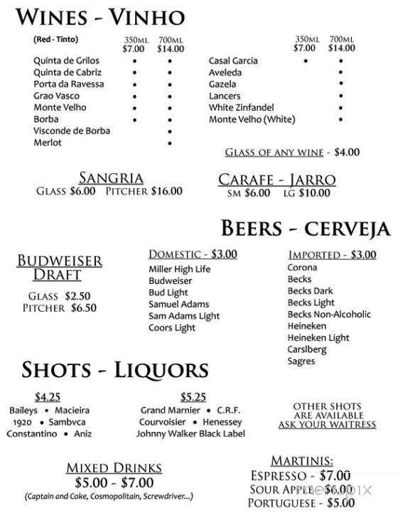 Caravela Family Restaurant - Fall River, MA menu_pic