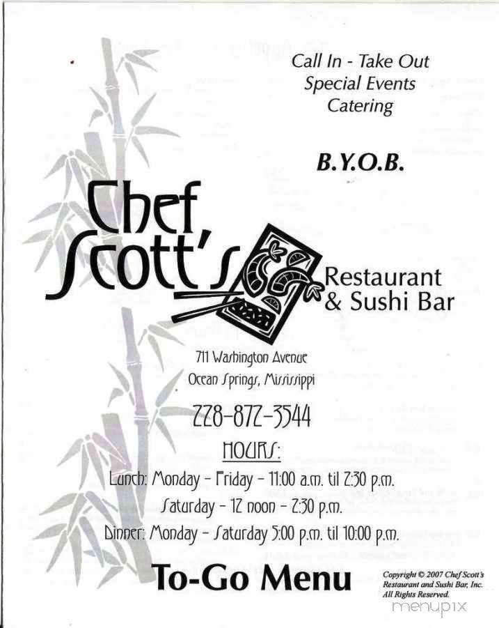 Chef Scott's Restaurant - Ocean Springs, MS menu_pic