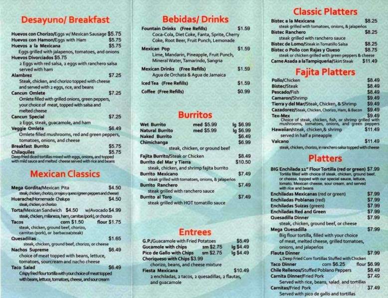 Cancun Mexican Restaurant - Paw Paw, MI menu_pic