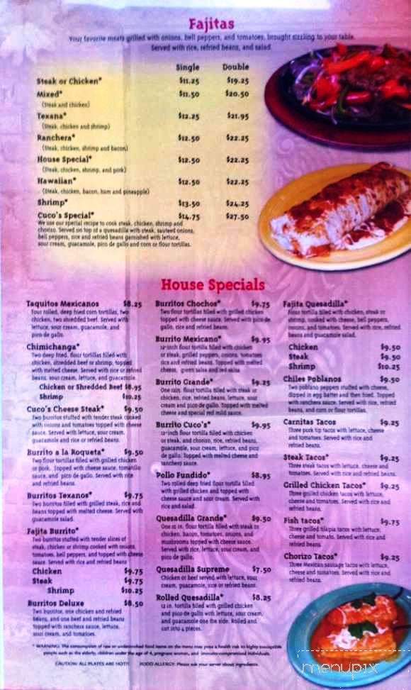 Cuco's Mexican Restaurant - Verona, WI menu_pic