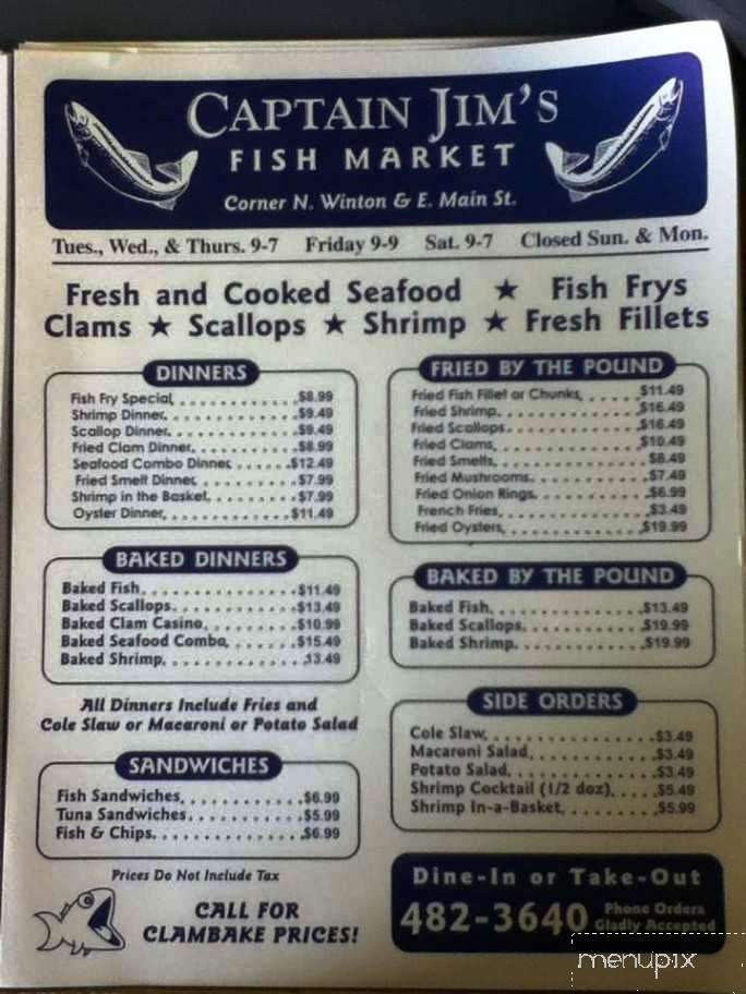 Menu of Captain Jims Fish Market in Rochester, NY 14609