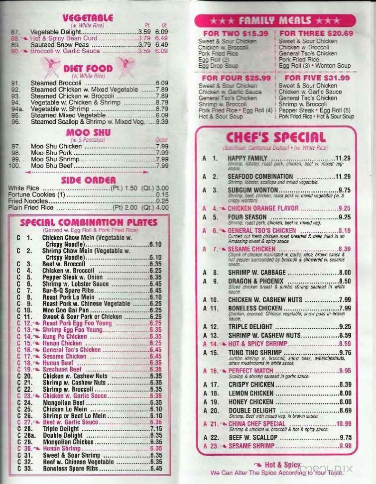 China Chef Restaurant - Saraland, AL menu_pic