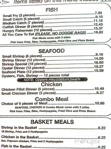 Crooked Hook Catfish Restaurant - Jacksonville, AR menu_pic