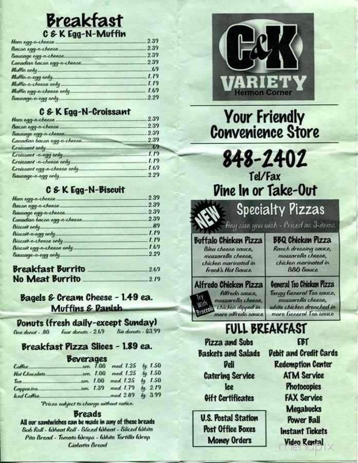 C & K Variety - Hermon, ME menu_pic