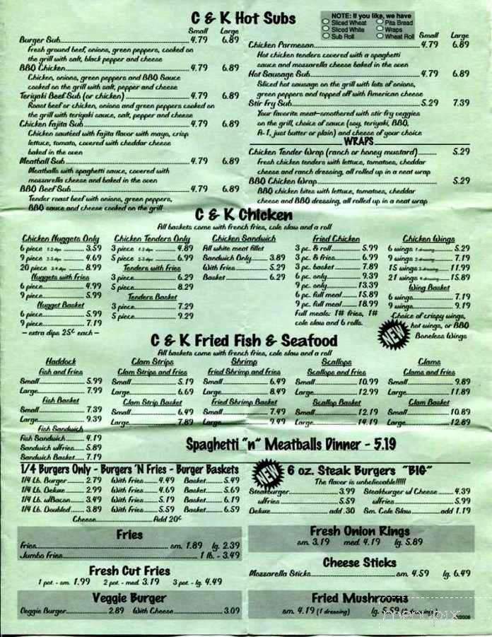 C & K Variety - Hermon, ME menu_pic