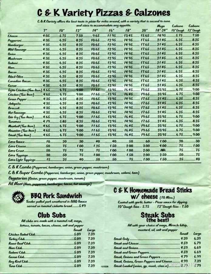 C & K Variety - Hermon, ME menu_pic