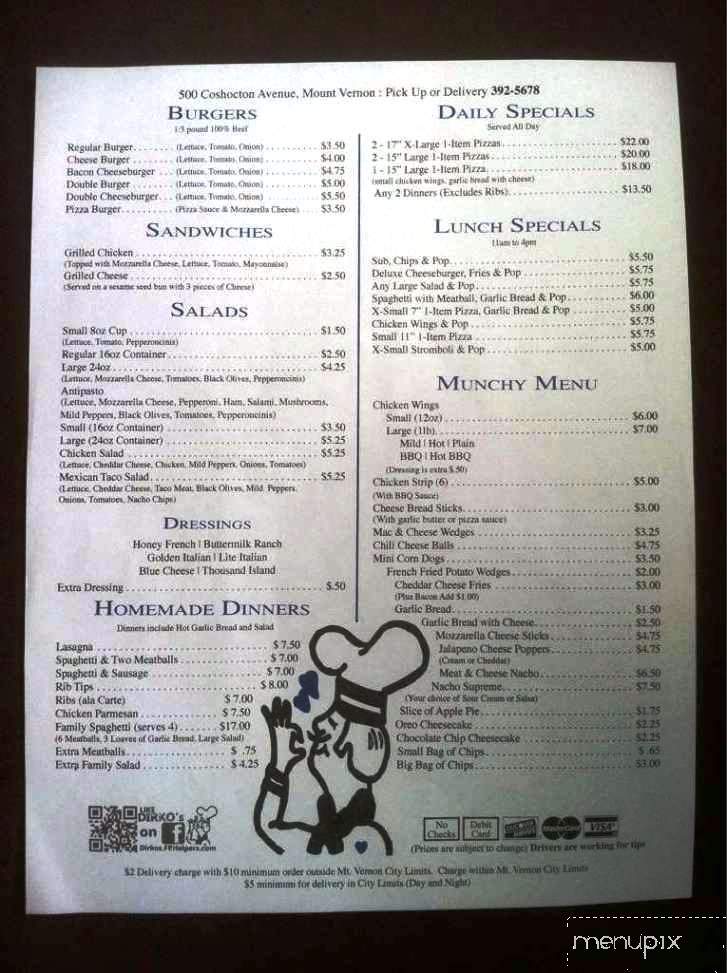 Dirko's Pizza - Mount Vernon, OH menu_pic