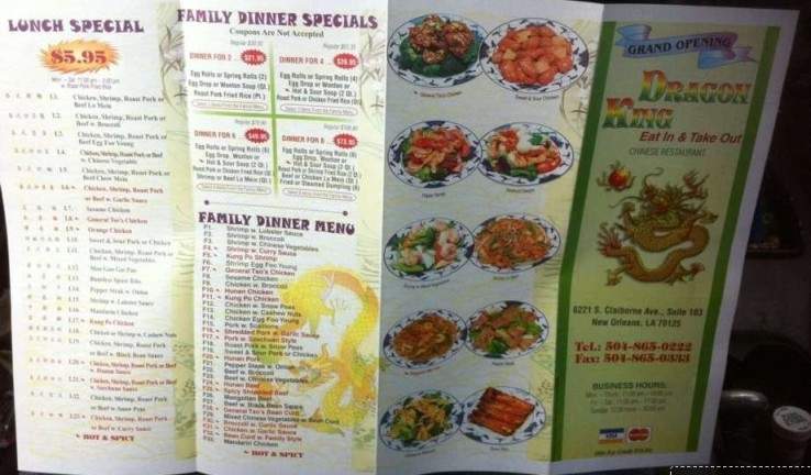 Dragon King - New Orleans, LA menu_pic