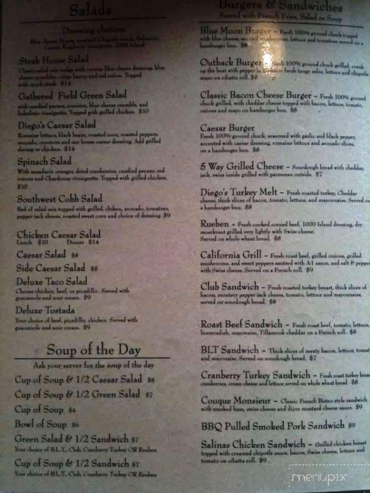 Diego's Spirit Kitchen - Redmond, OR menu_pic
