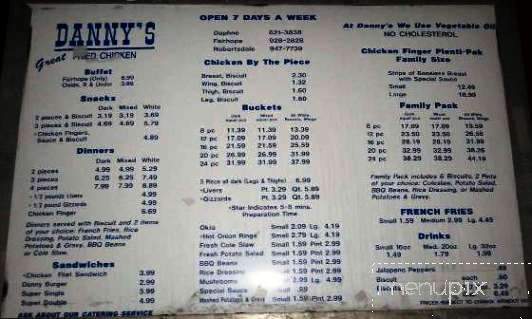 Danny's Fried Chicken - Robertsdale, AL menu_pic