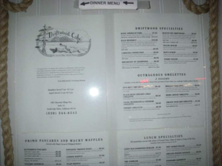Driftwood Cafe - South Lake Tahoe, CA menu_pic