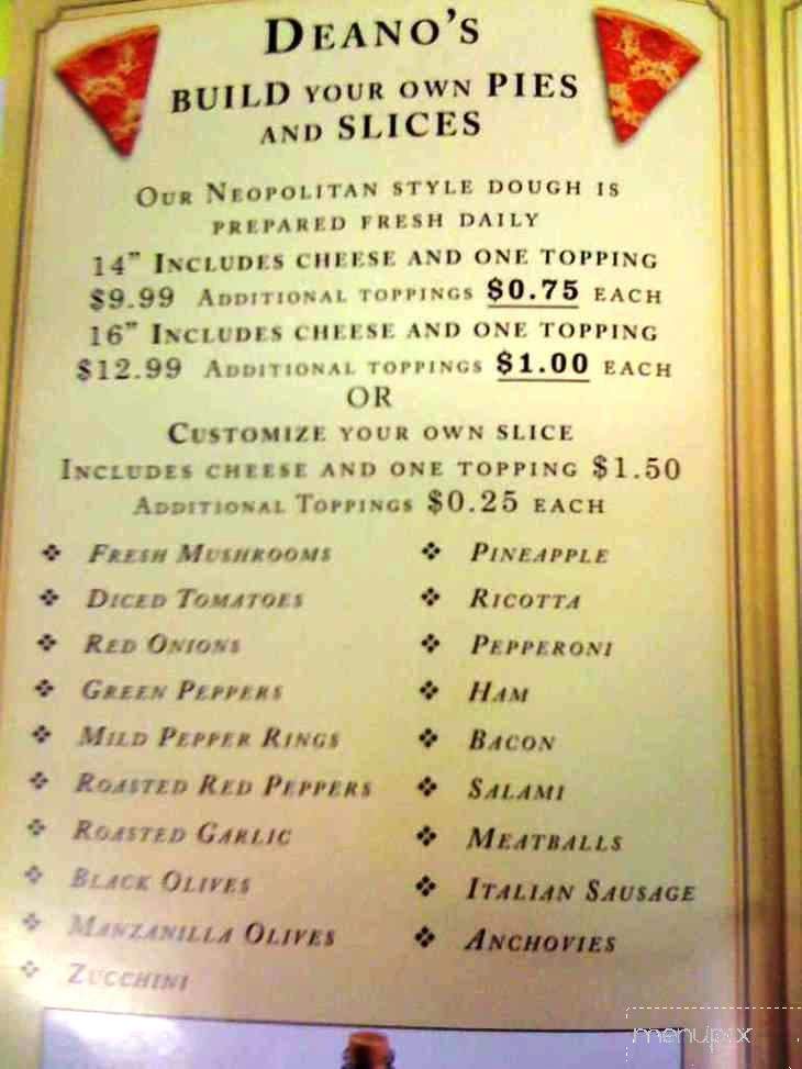Deano's - Wheeling, WV menu_pic
